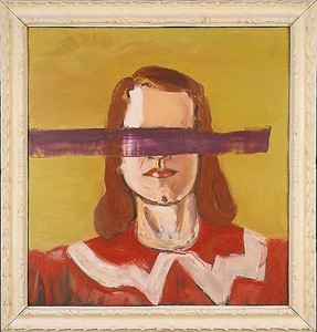Julian Schnabel, Untitled (Girl with no eyes), 2001. Oil and wax on canvas in artist's frame, 108 × 102 inches (274.3 × 259.1 cm)