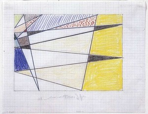 Roy Lichtenstein, Drawing for Perfect Painting, 1986. Graphite and colored pencils on graph paper, 8 ½ × 11 inches (21.6 × 27.9 cm) © Estate of Roy Lichtenstein