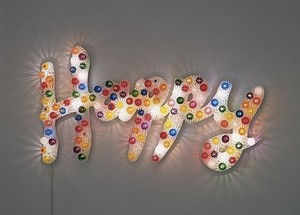 Tim Noble &amp; Sue Webster, Happy, 1996. Mixed media, 42 × 74 × 4 inches (106.7 × 188 × 10.2 cm), edition of 3