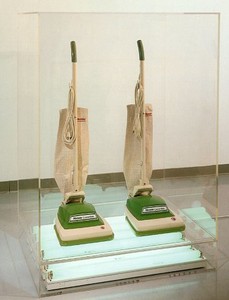 Jeff Koons, New Hoover Convertibles, 1984. Two vacuum cleaners and fluorescent lights in Plexiglas case, 58 × 41 × 28 inches (147.3 × 104.1 × 71.1 cm). Private collection