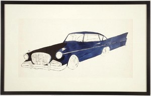 Andy Warhol, Untitled (Car (blue)), 1961. Ink and ink wash on paper, 14 ⅛ × 23 inches (35.9 × 58.4 cm)