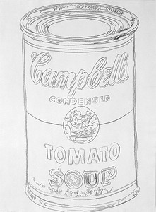 Andy Warhol, Cambell's Soup Can (Tomato), 1981. Graphite on HMP paper, 40 ⅜ × 30 ½ inches (102.6 × 77.5 cm)