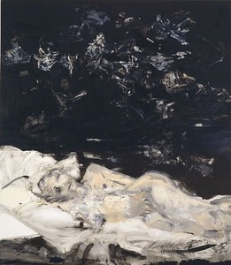 Cecily Brown, Black Painting 2, 2002. Oil on linen, 90 × 78 inches (228.6 × 198.1 cm)