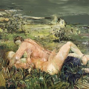 Cecily Brown, Two Figures in a Landscape, 2002. Oil on linen, 80 × 80 inches (203.2 × 203.2 cm)