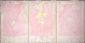 Francesco Clemente, Principles of the Path, 2001. Fresco, Triptych: 118 × 236 inches overall (299.7 × 599.4 cm)