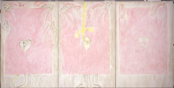 Francesco Clemente, Principles of the Path, 2001 Fresco, Triptych: 118 × 236 inches overall (299.7 × 599.4 cm)