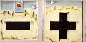 Francesco Clemente, Passion Play I, 2001. Oil on linen, Diptych: 104 × 104 inches each panel (264.2 × 264.2 cm)