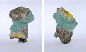 Franz West Sisyphos VI, 2002. Paper-mache, Styrofoam, cardboard, lacquer and acrylic 41 5/16 × 49 3/16 × 69 11/16 inches (105 × 125 × 177 cm) 2 views
