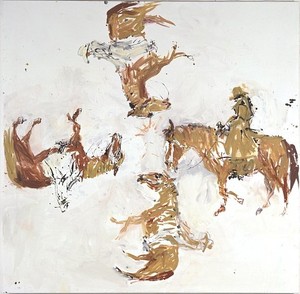Georg Baselitz, Eine seltsame Figur 6.XII, 2002. Oil on canvas, 70 ¾ × 70 ¾ inches (180 × 180 cm)