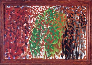 Howard Hodgkin, Autumn, 2003. Oil on wood, 84 ⅞ × 120 ¾ inches (215.6 × 306.7 cm)