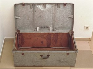 Joseph Beuys, Filter, 1983. Zinc trunk with lid, 4 copper plates, felt, 14 ¼ × 35 ½ × 19 1/3 inches (36 × 90 × 49 cm)
