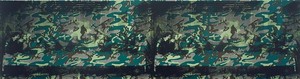 Andy Warhol, Camouflage Last Supper, 1986. Synthetic polymer paint and silkscreen ink on canvas, 80 ¾ × 305 ½ inches (205.1 × 776 cm)