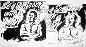 Andy Warhol, Be a Somebody with a Body (2 Times), c. 1985–86. Synthetic polymer paint and silkscreen ink on canvas, 116 × 212 inches (294.6 × 538.5 cm)