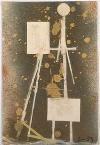 David Smith, 6-59, 1959. Spray enamel and graphite, gouache and masking tape on paper, 17 ⅝ × 11 ⅝ inches (44.8 × 29.5 cm)