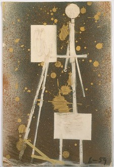 David Smith, 6-59, 1959 Spray enamel and graphite, gouache and masking tape on paper, 17 ⅝ × 11 ⅝ inches (44.8 × 29.5 cm)