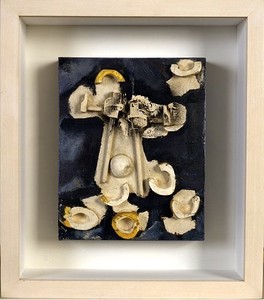David Smith, Untitled (relief painting), 1958. Metallic auto spraypaint, plaster and wood, 10 × 8 × 3 ½ inches (25.4 × 29.3 × 8.9 cm)