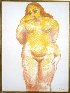Pablo Picasso, Femme Nue Debout, 1906. Pastel on paper, 25 × 18 ⅞ inches (63.5 × 47.9 cm)