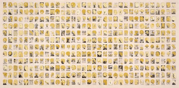 Ellen Gallagher, eXelento, 2004 Plasticine, ink and paper on canvas, 96 × 192 inches (243.8 × 487.7 cm)
