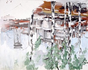 Georg Baselitz, Industrielandschaft, 1970. Acrylic on canvas, 78 ¾ × 98 ⅜ inches (200 × 250 cm)