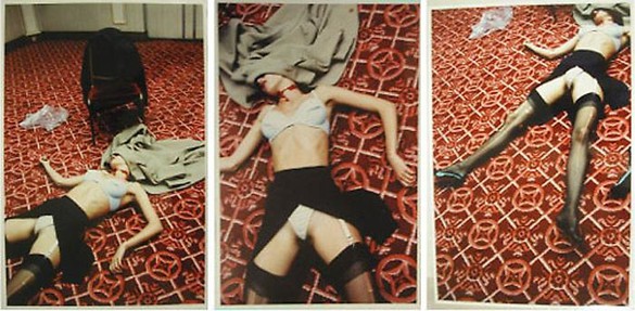 Helmut Newton, True or false, a murder scene, Monte Carlo I, II, III (triptych), 2003 Chromogenic print, Triptych: 15 × 9 ⅞ inches each (38.1 × 25.1 cm), edition of 3