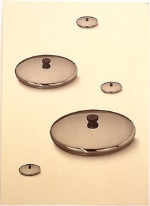 Robert Therrien, No title (pot lids), 2003. Digitally printed unique photograph with graphite on paper, 64 ⅞ × 49 inches framed (164.8 × 124.5 cm)