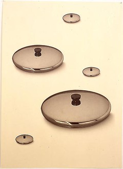 Robert Therrien, No title (pot lids), 2003 Digitally printed unique photograph with graphite on paper, 64 ⅞ × 49 inches framed (164.8 × 124.5 cm)
