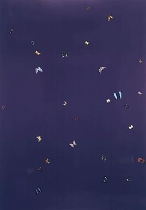 Damien Hirst, Love Affair, 2001. Household gloss paint and butterflies on canvas, 100 ⅜ × 69 ⅜ inches (254.9 × 176.2 cm)