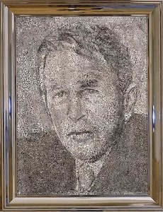Richard Artschwager, Geo. W. Bush, 2002. Acrylic, fiber panel on celotex in artist's frame, 26 × 20 inches (66 × 50.8 cm)