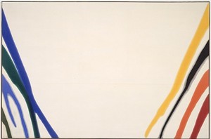 Morris Louis, Gamma Omicron, 1960. Magna on canvas, 102 × 155 ½ inches (259.1 × 395 cm) Photo by Douglas M. Parker Studio