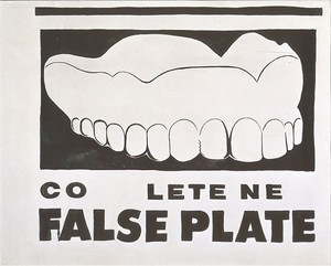 Andy Warhol, False Plate, 1961. Water-base paint on cotton, 36 × 44 ¾ inches (91.4 × 113.7 cm)