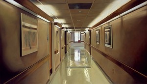 Damien Hirst, Hospital Corridor, 2004. Oil on canvas, 78 × 136 ½ inches (198.1 × 346.7 cm)