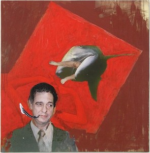 Franz West, Eating Fish, 2005. Mounted collage on canvas, 53 1/3 × 51 ⅜ inches (135.5 × 130.5 cm)
