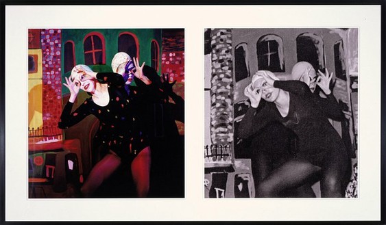 Mike Kelley, Extracurricular Activity Projective Reconstruction #21 (Chicken Dance), 2005 Piezo print on rag paper (b&w;) and chromogenic print (color), Each image: 30 × 27 ⅝ inches (76.2 × 70.1 cm), edition of 5