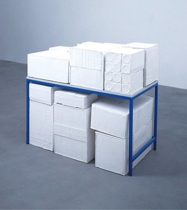 Rachel Whiteread, Garage, 2005. Plaster, painted steel and laminated wood, 44 ½ × 49 × 27 ¼ inches (113 × 126 × 69 cm)