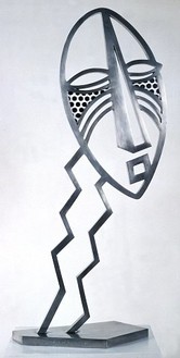 Roy Lichtenstein, Ritual Mask, 1992 Painted and galvanized steel, 51 ⅛ × 26 ⅝ × 11-/38 inches (129.9 × 67.6 × 28.9 cm), edition of 6