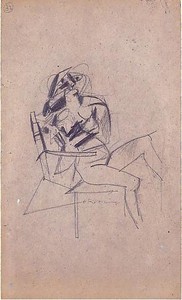 Willem de Kooning, Untitled (#32), 1950–53. Graphite on cardboard, 14 ⅛ × 8 ½ inches (35.9 × 21.6 cm)