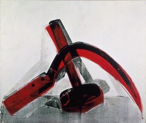 Andy Warhol, Hammer and Sickle, 1976. Synthetic polymer paint and silkscreen ink on canvas, 72 × 86 inches (182.9 × 218.4 cm) © 2006 Andy Warhol Foundation for the Visual Arts/ARS, New York