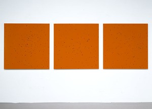 Damien Hirst, Such is Nature and the Life of Man, 2006. Flies and household gloss on canvas, 3 panels: 48 × 48 inches each (121.9 × 121.9 cm)