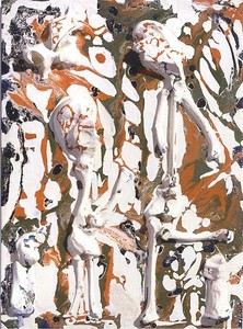 David Smith, Untitled, 1956. Enamel and bone relief on wood board, 15 ½ × 11 ½ inches (39.4 × 29.2 cm)