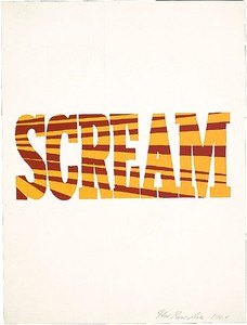 Ed Ruscha, Red-Yellow Scream, 1964. Tempera on paper, 14 ⅜ × 10 ¾ inches (36.5 × 27.4 cm)