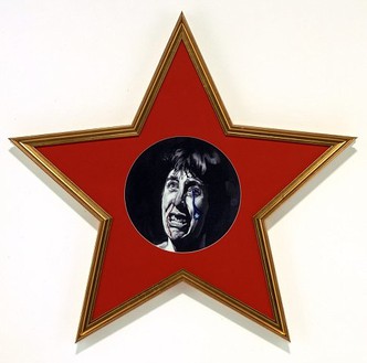 Francesco Vezzoli, “SUDDENLY LAST SUMMER” WALK OF FAME (Roberta Woolley as a patient), 2006 Tempera paint and metallic embroidery on canvas, in artist's frame, 30 ¾ × 33 inches (78 × 84 cm)© Francesco Vezzoli. Photo: © Douglas M. Parker Studio