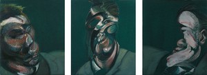 Francis Bacon, Three Studies for a Portrait Including Self-Portrait, 1967. Oil on canvas, in 3 parts, each: 14 × 12 inches (35.5 × 30.5 cm) © The Estate of Francis Bacon 2006
