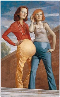 John Currin, Patch and Pearl, 2006 Oil on canvas, 80 × 50 inches (203.2 × 127 cm)