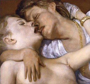 John Currin, Kissers, 2006. Oil on canvas, 23 × 25 inches (58.4 × 63.5 cm)