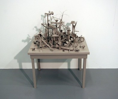 Tom Friedman, greypapersculpturetable, 2006 Grey construction paper, 35 × 25 ½ × 20 inches (88.9 × 64.8 × 50.8 cm)