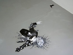 Tom Friedman, blackandwhitepaintfig., 2006. Paint, 4 × 31 × 75 ½ inches (10.2 × 78.7 × 191.8 cm)