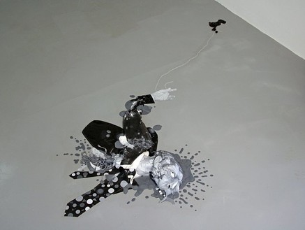 Tom Friedman, blackandwhitepaintfig., 2006 Paint, 4 × 31 × 75 ½ inches (10.2 × 78.7 × 191.8 cm)