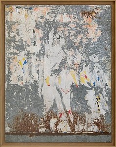 Raymond Hains, Untitled, 1964. Torn poster on canvas, 53 ½ × 44 ⅛ inches (135.9 × 112.1 cm)
