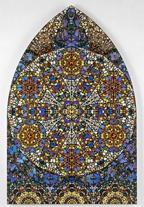 Damien Hirst, Observation—The Crown of Justice, 2006. Butterflies and household gloss on canvas, 110 ⅜ × 72 ⅛ inches (280.2 × 183.2 cm) © Damien Hirst