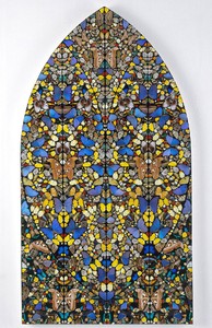 DAMIEN HIRST Livings Eternal Joyful Happiness, 2006. Butterflies and household gloss on canvas 89 5/8 × 48 inches unframed (227.6 × 121.9 cm)